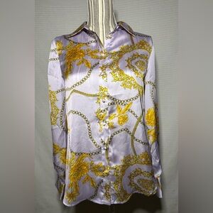 Industry floral chain print 100% polyester long sleeved shirt size M new w/ tags